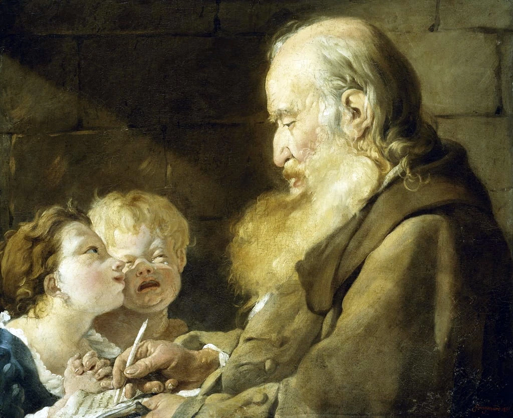 Hallè Noël - Un maestro di scuola con i suoi allievi